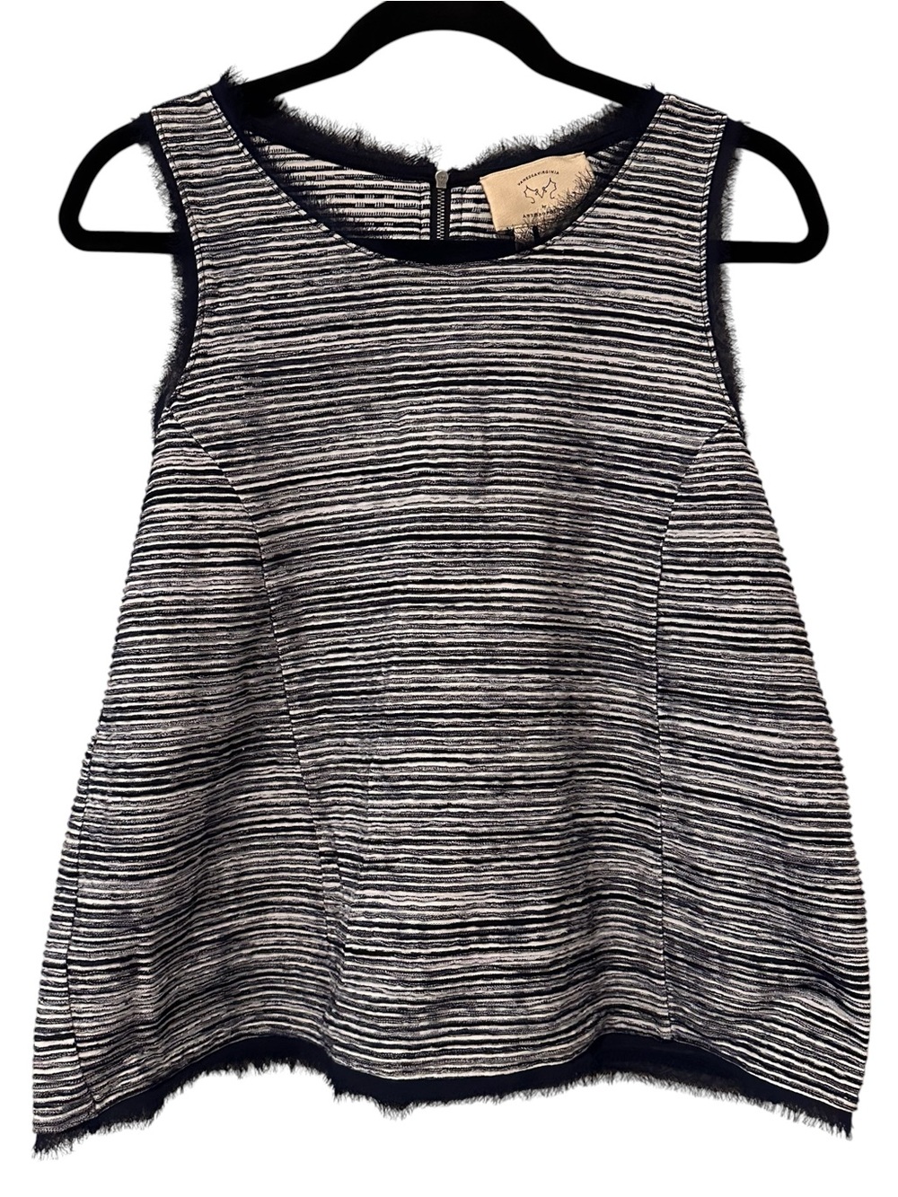 Anthropologie Black & White Textured Striped Tank